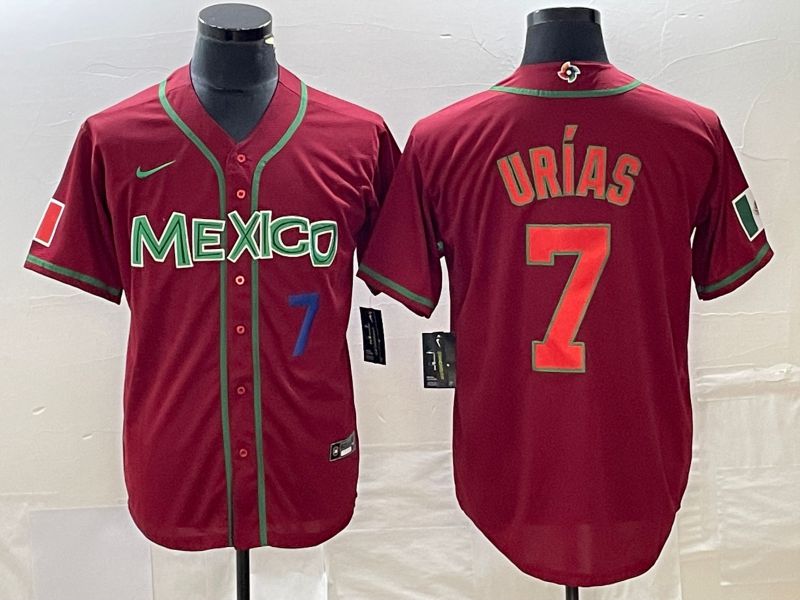 Men 2023 World Cub Mexico #7 Urias Red orange Nike MLB Jersey6->more jerseys->MLB Jersey